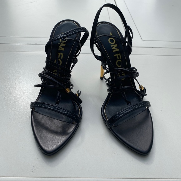 NWT TOM FORD LEATHER TASSLE ANKLE STRAP SANDALS HEEL - Picture 9 of 12